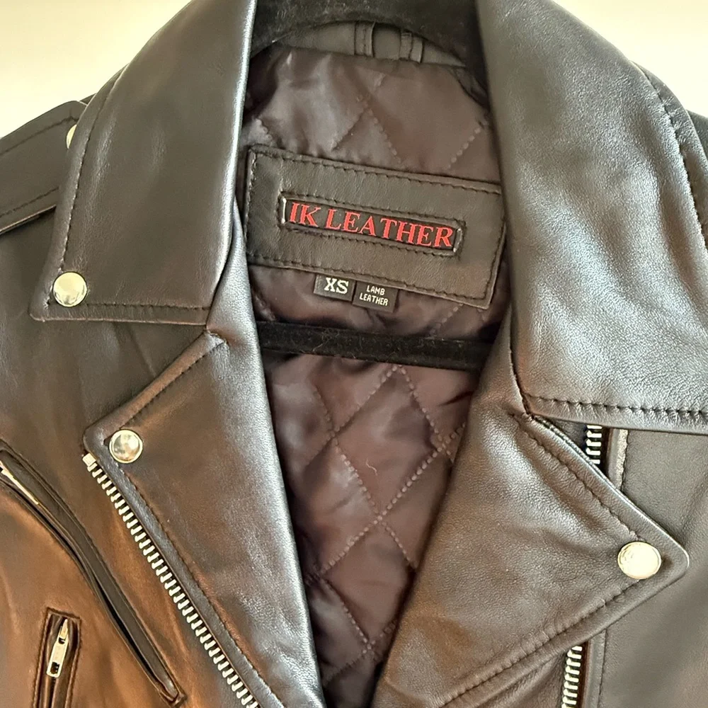 Women's Black Biker Jacket - Picture 3 of 5